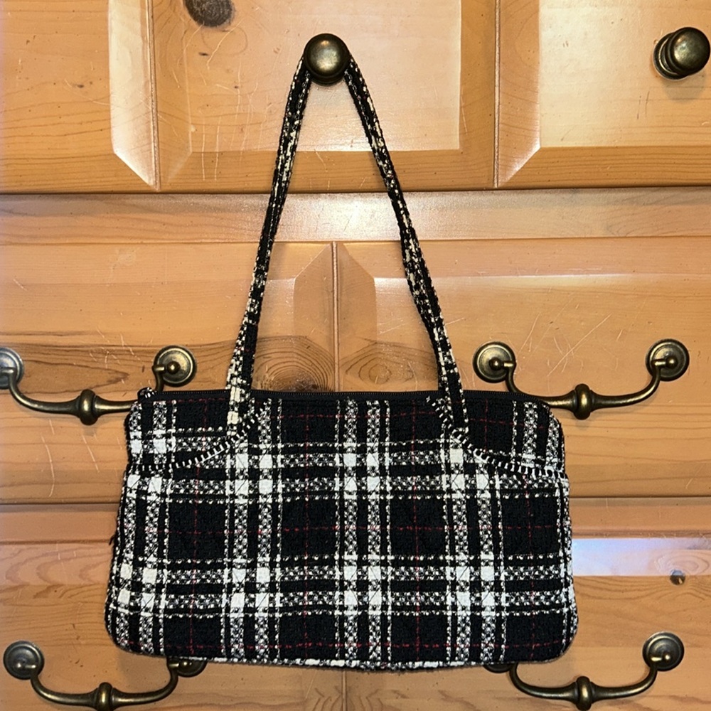 Vera Bradley Plaid Black, White and red shoulder bag